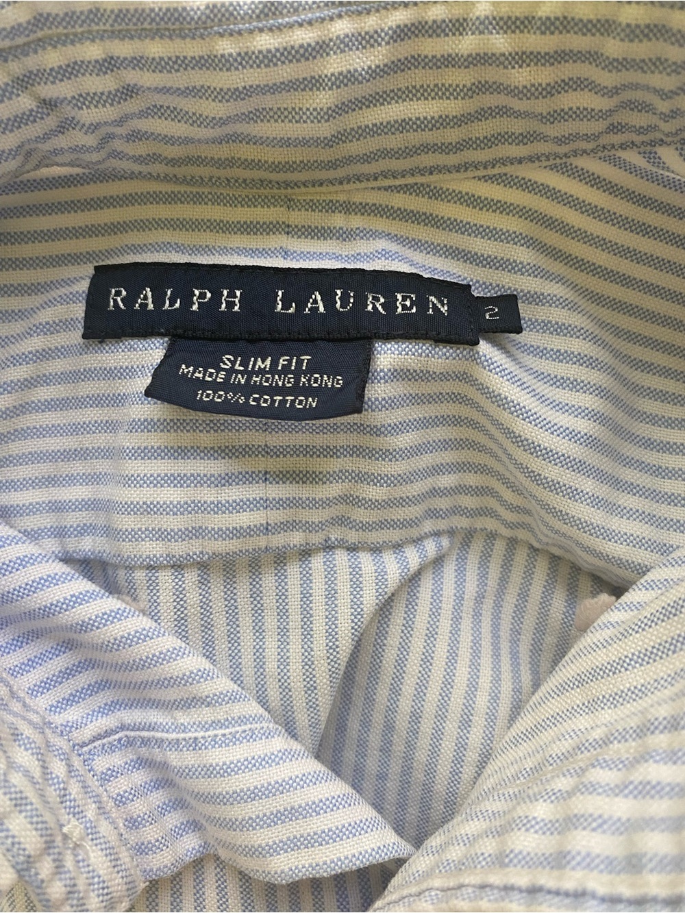 Ralph Lauren Light Blue and White Striped Oxford Cloth - Slim Fit - Picture 3 of 3